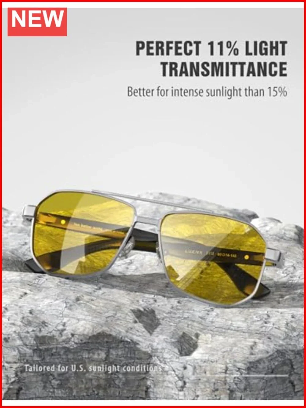 Aviator Polarized Sunglasses with UV Protection Night Vision Driving Square